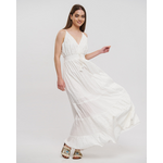 Ble Φορεμα Μακρυ Αμανικο σε Λευκο Χρωμα one Size (100% Cotton)
