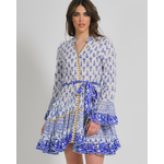 Ble Φορεμα Κοντο σε Μπλε Λευκο Χρωμα one Size (100% Cotton)