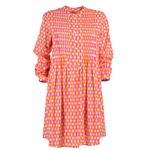 Ble Φορεμα Κοντο με Μακρυ Μανικι σε Ροζ/ Πορτοκαλι Χρωμα one Size (100% Cotton)