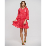 Ble Φορεμα Κοντο Μακρυμανικο σε Κοκκινο Χρωμα one Size (100% Cotton)