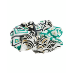 Ble Scrunchie σε Μαυρο/πρασινο Χρωμα με Γεωμετρικα Σχεδια και Χρυσες Λεπτομερειες