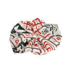 Ble Scrunchie σε Μαυρο/κοκκινο Χρωμα με Γεωμετρικα Σχεδια και Χρυσες Λεπτομερειες