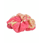 Ble Scrunchie σε ροζ Χρωμα ''φυλλο'' με Χρυσες Λεπτομερειες