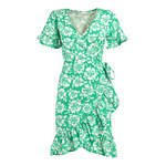 Ble Φορεμα Κοντο Κρουαζε με Κοντο Μανικι Πρασινο/λευκο με Λουλουδια one Size ( Polycotton)