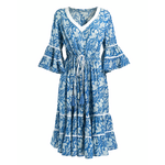 Φορεμα Μακρυ με 3/4 Μανικι Μπλε one Size (100% Cotton)