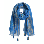 Ble Φουλαρι/παρεο Μπλε με Ματια και Χρυσα Σχεδια 100χ180 (100% Cotton)