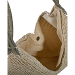 Ble Τσαντα Ψαθινη Μπεζ με Χρυσα Χερουλια 43x1x52/72(60%paper 40%cotton)