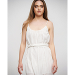 Ble Φορεμα Μακρυ Αμανικο Κiπουρ σε Λευκο Χρωμα με Ζωνακι one Size(100% Cotton)