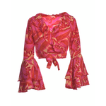 Ble Τοπ/μπλουζακι Δετο σε Φουξ/κοκκινο Χρωμα με Φυλλα one Size (100% Crepe)