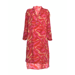 Ble Φορεμα/πουκαμισα σε Φουξ/κοκκινο Χρωμα με Φυλλα one Size (100% Crepe)
