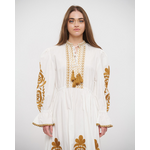 Ble Φορεμα/καφτανι Μακρυ σε Λευκο Χρωμα με Χρυσα Κεντηματα one Size (100% Cotton)