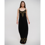 Ble Φορεμα Μακρυ Αμανικο Μαυρο με Χρυσες Χαντρες one Size (100%rayon)