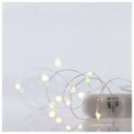 Σειρα, 12 Mini Led, Μπαταριας 2xcr2032, Ασημι Χαλκινο Καλωδιο, Θερμο Λευκο led ana 10cm, Ip20