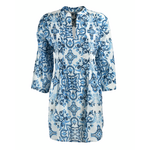 Ble Φορεμα/καφτανι σε Λευκο/μπλε Χρωμα με Σχεδια one Size (100%cotton)