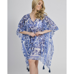 Καφτανι με Μπλε Λουλουδια one Size (100% Cotton)