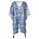 Καφτανι με Μπλε Λουλουδια one Size (100% Cotton)