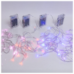 Σειρα 20 led 5mm, Mπαταριας 3xaa, Timer, Διαφανο pvc Καλωδιο, Κοκκινο η Μπλε η ροζ η μωβ Led, ana 10cm, Προεκταση Παροχης 30cm, Ip20, Display box 24τμχ(6τμχ Κάθε Χρωμα Led)