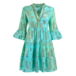 Ble Φορεμα/καφτανι σε Τυρκουαζ Χρωμα με Μεταλλικες Λεπτομερειες one Size (100%cotton)