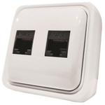 Πριζα Μινι Data Διπλη Rj45 8p8c Λευκη Ip20