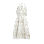 Ble Φορεμα Κοντο Αμανικο Λευκο με Χρυσες Λεπτομερειες one Size (100% Cotton)
