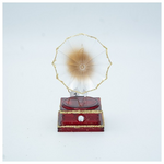 Ακρυλικο Στολιδι, Γραμμοφωνο, Καφε με Χρυσες Λεπτομερειες, 5,3x5.3x10.6cm