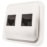 Πριζα Μινι Τηλεφωνου Διπλη Rj11 & Rj45 Λευκη Ip20