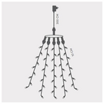 Χταποδι, 175 led 3mm, 31v, 5 Γραμμες, με Μετασχηματιστη, Προεκταση Παροχης 300cm, Πρασινο Καλωδιο, Λευκο led ανα 10cm, Ιρ44