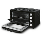 Ηλεκτρικο Φουρνακι Μαυρο 3300w 38lt με 2 Εστιες και Χρονοδιακοπτη 90λ