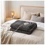 Ηλεκτρικη Κουβερτα Fleece Γκρι 1,80χ1,30m, 10 Ρυθμισεις Θερμοκρασιας, led Οθονη, Χρονοδιακοπτης 1-9ω, Πλενομενη, 130w