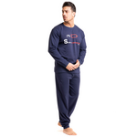 Πιτζάμα ανδρική βαμβακερή Nina Club Low Battery Μπλε