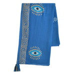 Ble Φουλαρι/παρεο Μπλε με Ματια και Χρυσα Σχεδια 100χ180 (100% Cotton)