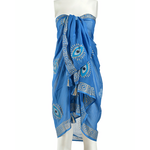 Ble Φουλαρι/παρεο Μπλε με Ματια και Χρυσα Σχεδια 100χ180 (100% Cotton)