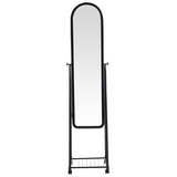 Καθρέπτης Τροχήλατος Lomna Pakoworld pp-Μεταλλικός με Ράφι σε Μαύρη Απόχρωση 38.5x37.5x160εκ