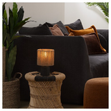 Επιτραπέζιο Φωτιστικό Leyda Pakoworld Κεραμικό σε Μαύρο-Φυσική Απόχρωση Φ16x24εκ