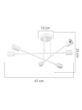 Φωτιστικό Οροφής Εξάφωτο pwl-1122 Pakoworld ε27 Λευκό Φ61x25εκ