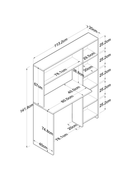 Γραφείο Εργασίας-Ραφιέρα Janson Pakoworld Λευκό 113x40x142εκ