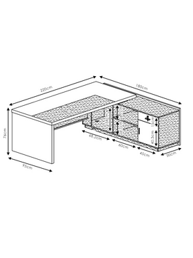 Γραφείο με Αριστερή Γωνία Oscar Pakoworld Καρυδί-Ανθρακί 200x180x76εκ