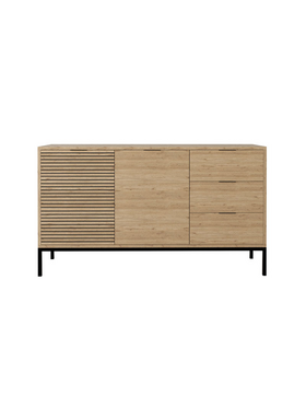 Μπουφές Leodrif Pakoworld Μελαμίνης oak-Μαύρο 140x40x80εκ