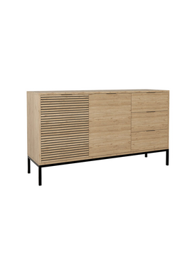 Μπουφές Leodrif Pakoworld Μελαμίνης oak-Μαύρο 140x40x80εκ