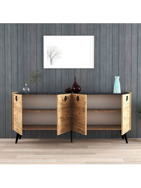 Μπουφές Jeslie Pakoworld Μελαμίνης oak-Ανθρακί 180x40x79εκ