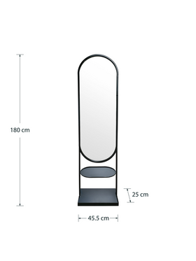 Καθρέπτης Anelsa Pakoworld Μαύρο 45.5x25x180εκ