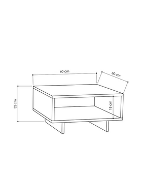 Τραπέζι Σαλονιού Hola Pakoworld Antique Λευκό-Ανθρακί 60x60x32εκ