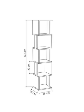 Βιβλιοθήκη - Στήλη Piri Pakoworld Χρώμα Φυσικό-Ανθρακί 35x30x161εκ
