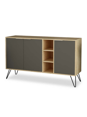 Μπουφές Clara Pakoworld Χρώμα Light oak-Ανθρακί 142x35.5x83εκ
