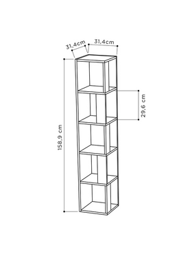 Βιβλιoθήκη Στήλη Raphael Pakoworld Γκρι Antique 31,5x31,5x159εκ