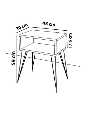 Κομοδίνο Naida Pakoworld Καρυδί-Μαύρο 45x30x59εκ