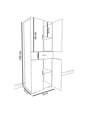 Ντουλάπα-Στήλη Milou Pakoworld Λευκό 59x34.5x140εκ