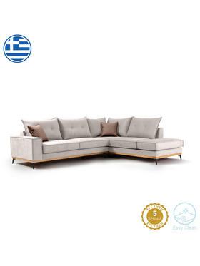 Γωνιακός Καναπές Αριστερή Γωνία Luxury ii Pakoworld Ύφασμα Cream-Mocha 290x235x95εκ