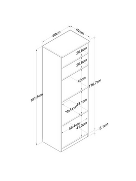 Ραφιέρα Επιδαπέδια Rowan Pakoworld Λευκό-Καρυδί 60x42x182εκ