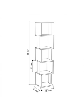 Βιβλιοθήκη - Στήλη Piri Pakoworld Χρώμα Φυσικό-Λευκό 35x30x161εκ